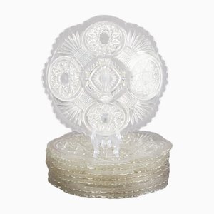 Plat Victorien Antique en Verre Pressé de Davidson, Set de 8