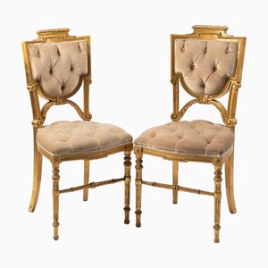 Set of Antique French Regency Giltwood Chairs, 1800s