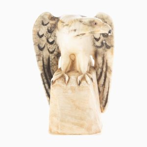 Art Deco Hand Carved Alabaster Eagle Sculpture