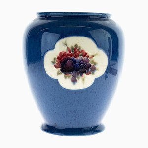 Blau geschliffene Keramik Vase von William Moorcroft