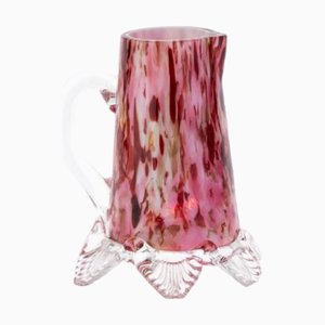 Pot à Crémier Bohème Antique en Verre Soufflé à la Main Rose Tacheté de Franz Welz