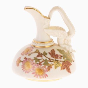 Jarra Art Nouveau de porcelana inglesa Royal Worcester antigua pintada a mano, siglo XIX