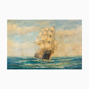 John Ambrose Rsma, Nautical Maritime Ship, Oil on Canvas, Framed
