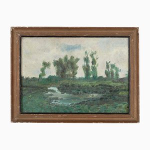 Artiste Belge, Paysage Impressionniste, Peinture à l'Huile