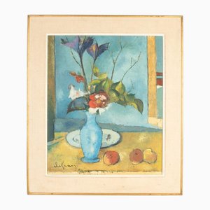 Después de Paul Cezanne, Bodegón con jarrón azul, óleo sobre tabla