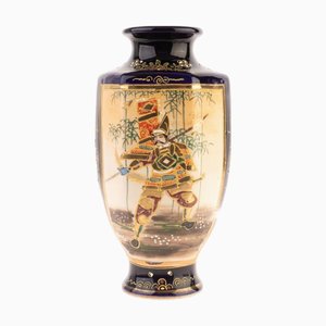 Japanese Satsuma Pottery Ceramic Samurai Vase