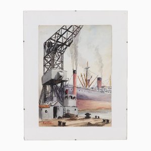 May de Tiege, Porto dei traghetti, Acquarello