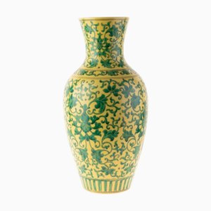 Jarrón de cerámica de porcelana de tierra amarilla pintado a mano chino