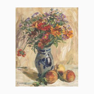 Dutch Artist, Impressionistic Still Life with Flowers, Oil on Board