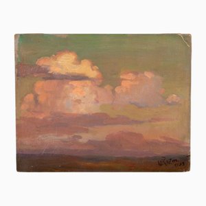 Vladimir Rozmainsky, Puesta de sol, Óleo sobre tabla