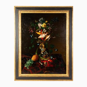 Artista holandés, Bodegón con peces de colores, siglo XVIII, pintura al óleo