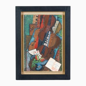 André Petroff, Cubist Musical Composition, Oil Painting