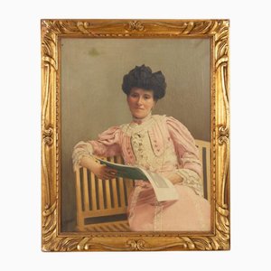 A. Verhagen, Portrait of Seated Woman, 19th Century, Oil Painting, Framed