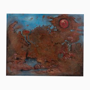 Belgian Artist, Abstract School Composition, Mid-20th Century, Large Oil on Canvas