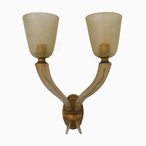 Large Wall Lamp in Corroso Glass & Brass from Seguso, 1930s