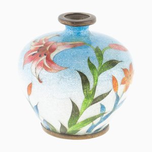 Antique Japanese Ginbari Cloisonne Enamel Vase