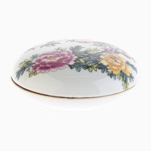 Caja de porcelana con tapa de cerámica china Famille Rose Ciruelas y flores