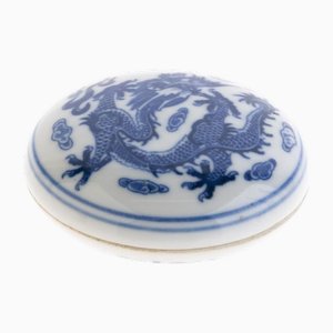 Caja de dragón de porcelana china con tapa
