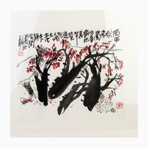 Wang Menqi, Dattelgarten, Tusche & Aquarell auf Papier