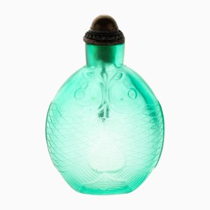 Bottiglietta da fiuto antica in vetro verde cinese