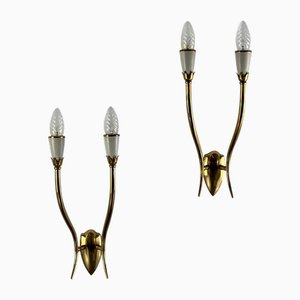 Two-Light Wall Sconces by Oscar Torlasco for Lumi Milano, Italy, 1950s, Set of 2
