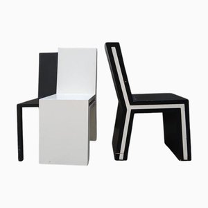Italian Lacquered Chairs with Hidden Second Internal Seat, 1990s