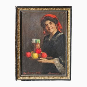 Woman with a Fruit Tray, 1960s, Oil on Canvas