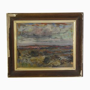 Errico Placido, Paesaggio, Olio su tavola, XX secolo, Incorniciato