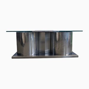 Table Basse Vintage de Style Francois Monnet en Verre Fumé, 1970s attribuée à Francois Monnet
