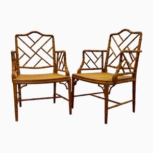 English Chippendale Chairs in Faux Bamboo, 1960s, Set of 2