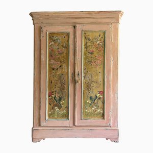 Vintage Painted Wardrobe with Inlaid Chinoiserie, 1890s