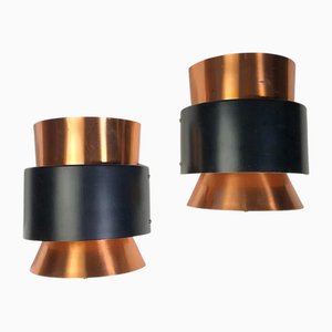 Limited Copper Wall Lights from Fog & Mørup, Denmark, 1960s, Set of 2