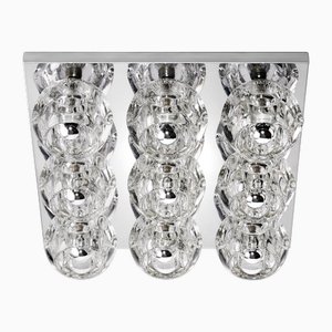 Plafonnier ou Applique Murale en Verre à Facettes et Chrome par Peill & Putzler, Allemagne, 1970s