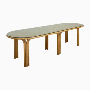 Mesa de comedor vintage de bambú y vidrio de Axel Enthoven, 1970