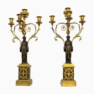 Bougeoirs à Quatre Lumières Empire, France, Set de 2