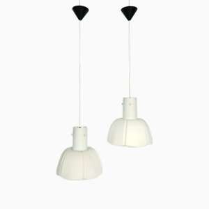 Lampes à Suspension en Verre Opalin Matt de Glashütte Limburg, 1970s, Set de 2