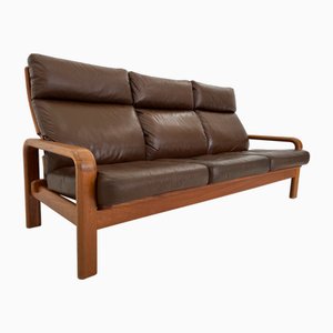 Divano a tre posti Mid-Century in pelle di .L. Olsen & Son, Danimarca, 1960