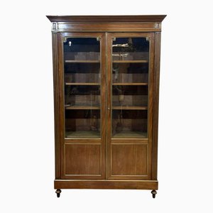 Louis XVI Bookcase in Mahogany and Brass Trim