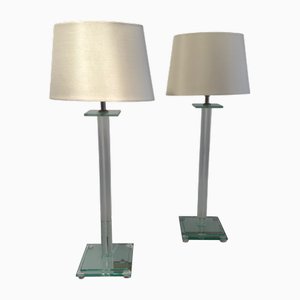 Glass Lamps attributed to Roche Bobois, Paris, Set of 2