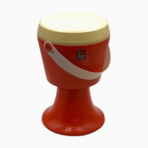 Oranger Vintage Hocker mit Aufbewahrungsfach, 1970er