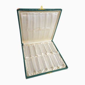 Kleine Facetten geschliffene Messerhalter aus Lorraine Kristall, 1950er, 12 . Set