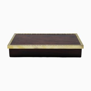 Italian Wood and Brass Rectangular Box, 1970s