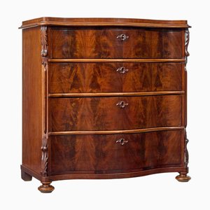 Antique Swedish Serpentine Mahogany Chest of Drawers, 1880