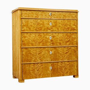 Antique Swedish Flame Birch Chest of Drawers, 1880