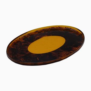 Faux Tortoiseshell Acrylic Serving Tray, 1970s