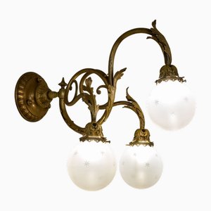 Large Art Nouveau Bronze Wall Lamp, 1890s