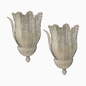 Large Venetian Murano Glass Sconces, 1980s Set of 2