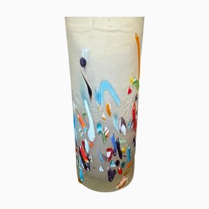 Vintage Murano Glass Cylinder Vase, 1980s