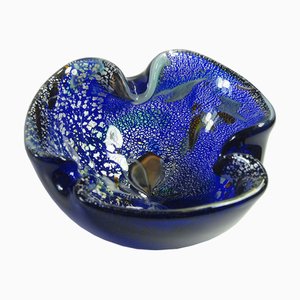Cobalt Murabo Glass Ashtray, 1960s