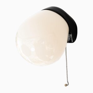 Bauhaus Ceramic Wall Lamp with Original Opal Glass Shade, 1920s